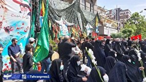 مراسم تشییع پیکر دو شهید گمنام دفاع مقدس در محله پاسداران