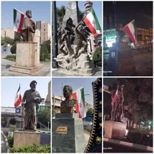 اهتزاز پرچم ایران بر فراز تندیس‌های منطقه ۶