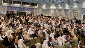 جشن ازدواج ۳۱۳ زوج بسیجی در جوار حرم مطهر رضوی