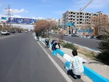 رنگ‌آمیزی ۲۰ هزار متر طول جدول در معابر پرتردد